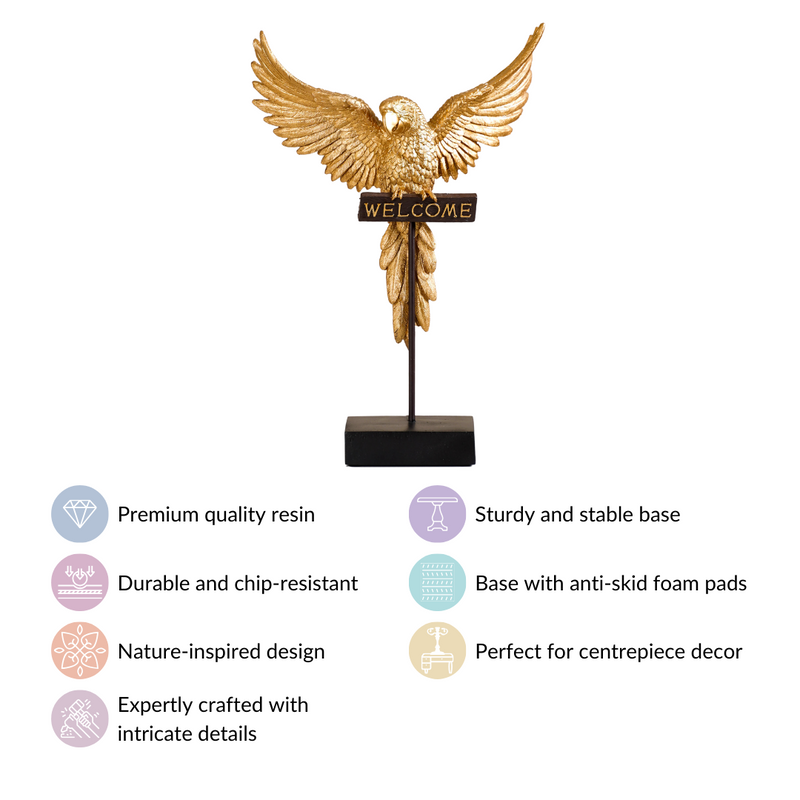 Welcome Parrot Gold Showpiece