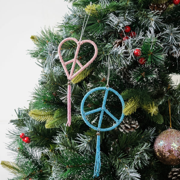 Beaded Christmas Ornament Set of 2