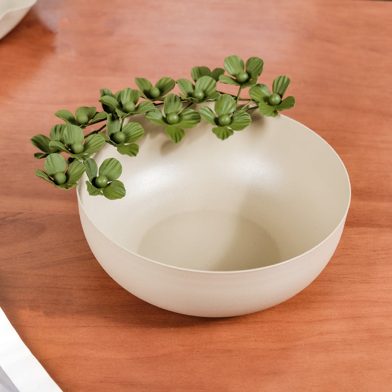 Green Garden Decorative Bowl With Metal Flowers 9 Inch - Green metal centerpiece bowl, decorative metal bowl, green bowl, metal home decor bowl