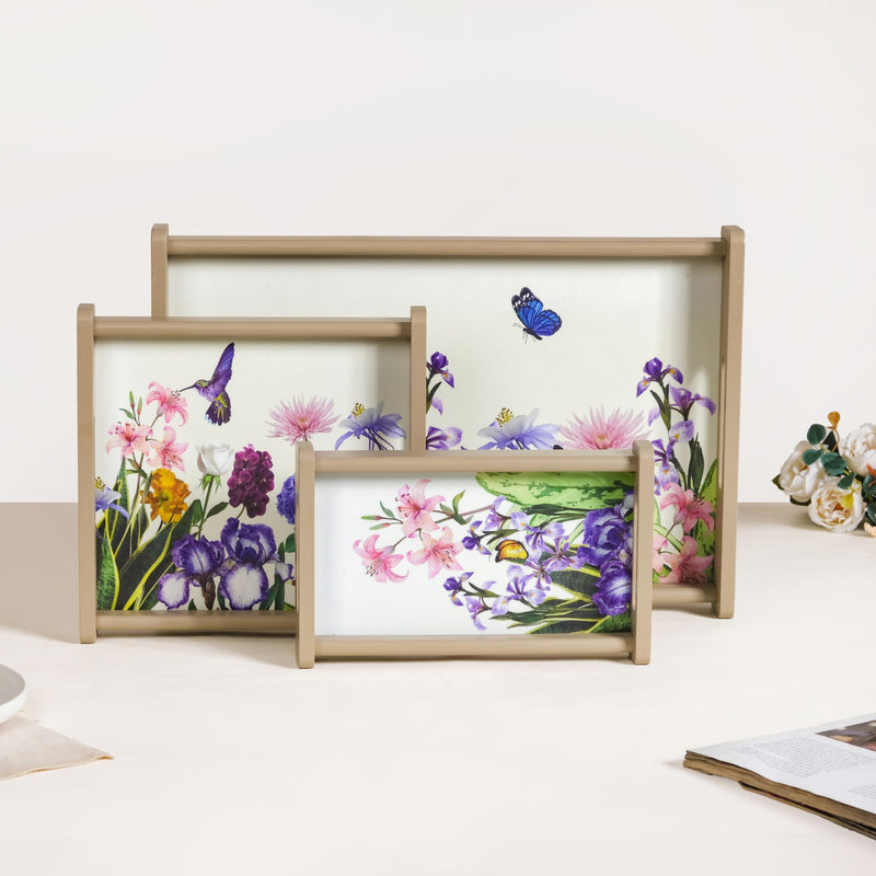 Spring Garden Nested Serving Tray Set Of 3