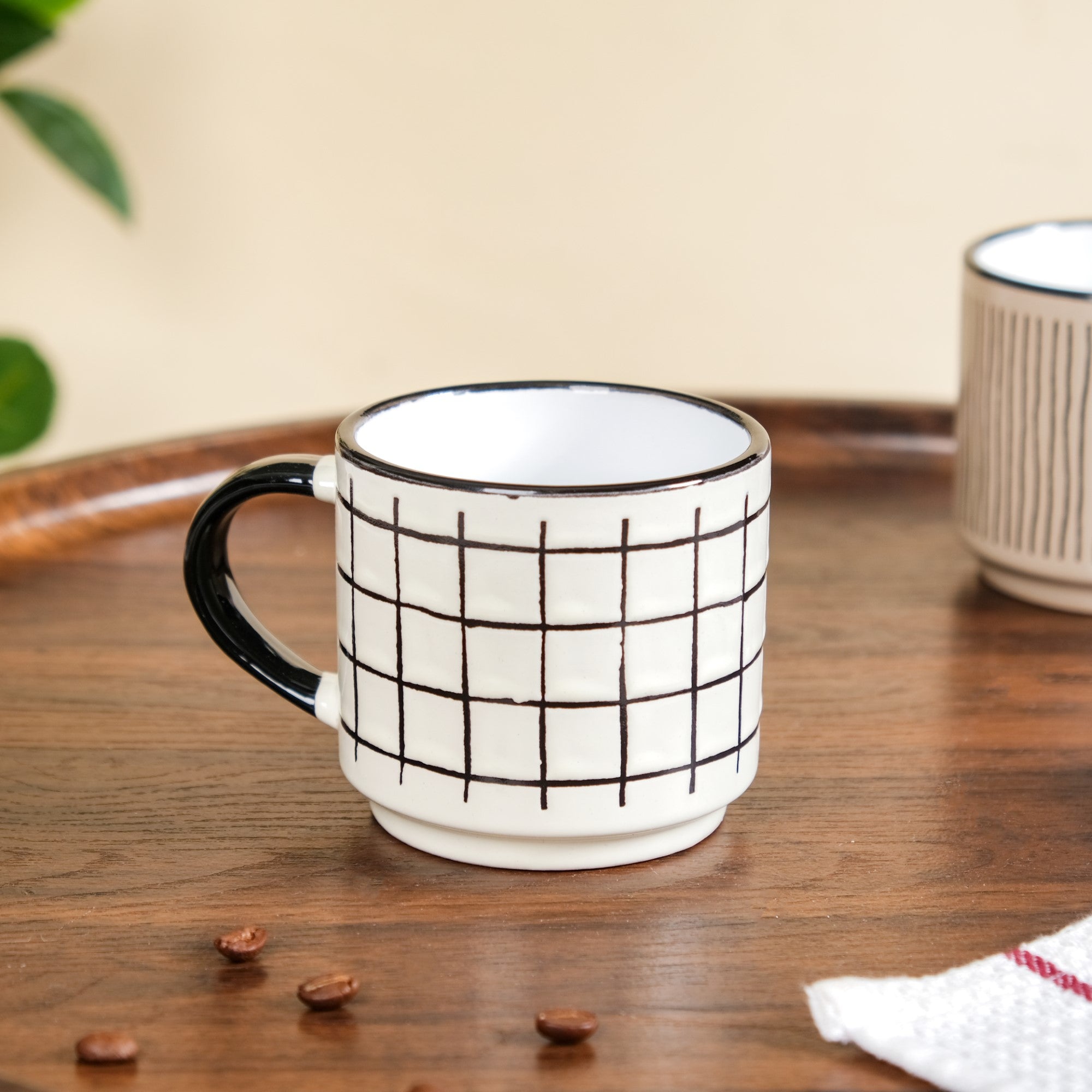 Pure Home + Living Set of 2 Dark Grey Senorita Tea Cups and Saucers