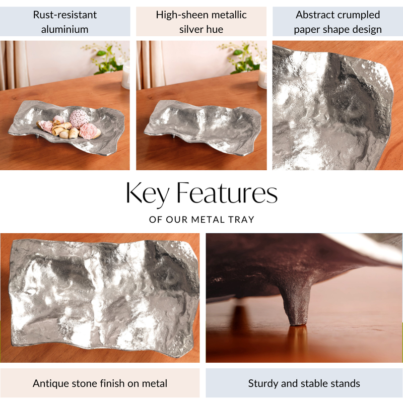 Stone Finish Antique Decorative Tray Silver