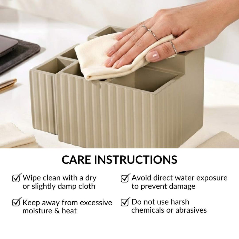 Desk Organiser For Pens Makeup Brushes Beige