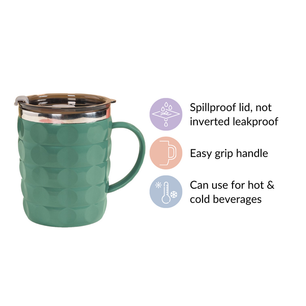 Portable Coffee Mug With Lid Green 400ml