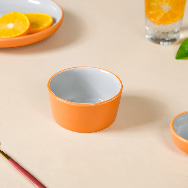 Set Of 4 Zoella Orange Dessert Bowls 200ml - Snack bowls, ceramic bowls set, snack bowls set, dessert bowls, icecream bowls
