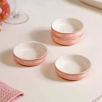 Set Of 4 Azo Dessert Plates Pink - Dessert dishes, dessert plates, dessert plates set, dessert bowls, ceramic dessert bowls, dessert bowl set