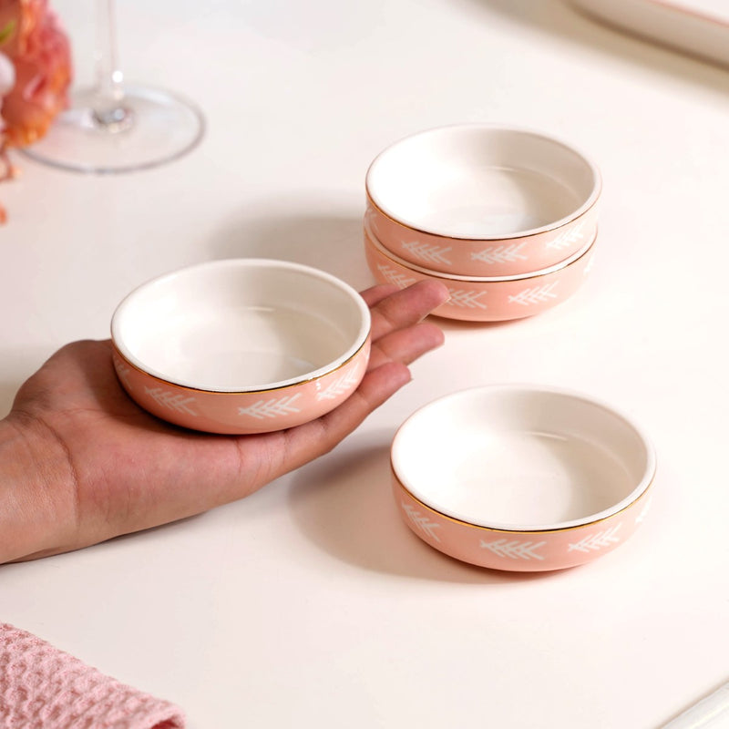 Set Of 4 Azo Dessert Plates Pink - Dessert dishes, dessert plates, dessert plates set, dessert bowls, ceramic dessert bowls, dessert bowl set