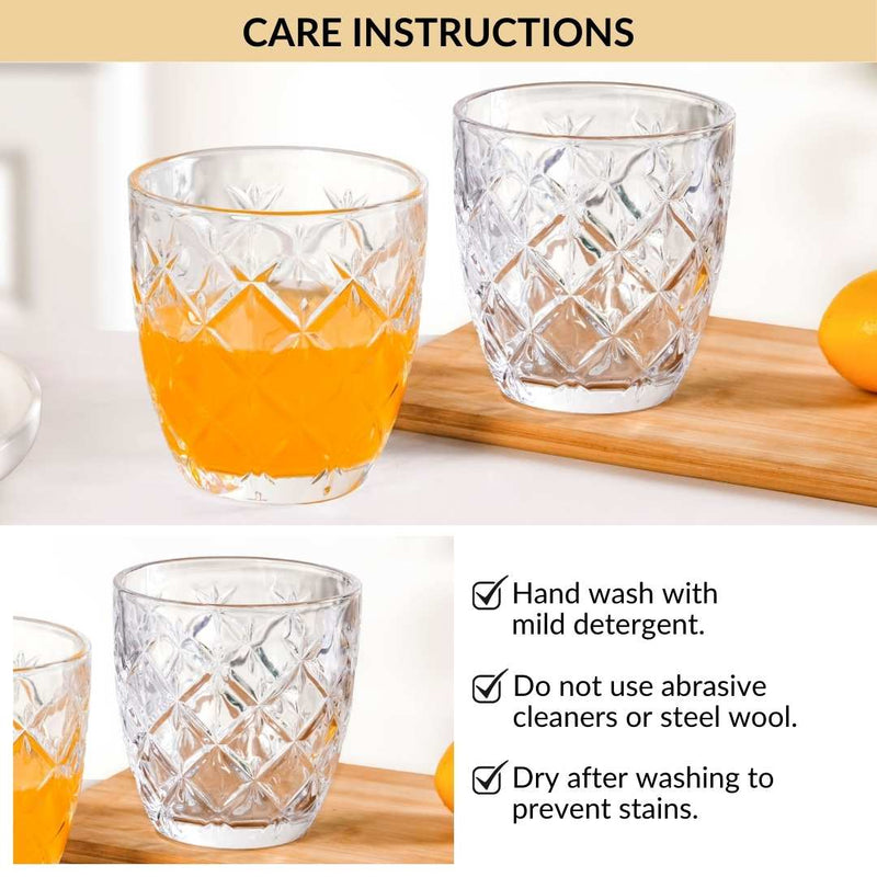 Diamond Cut Glass Tumbler Set Of 6 260ml
