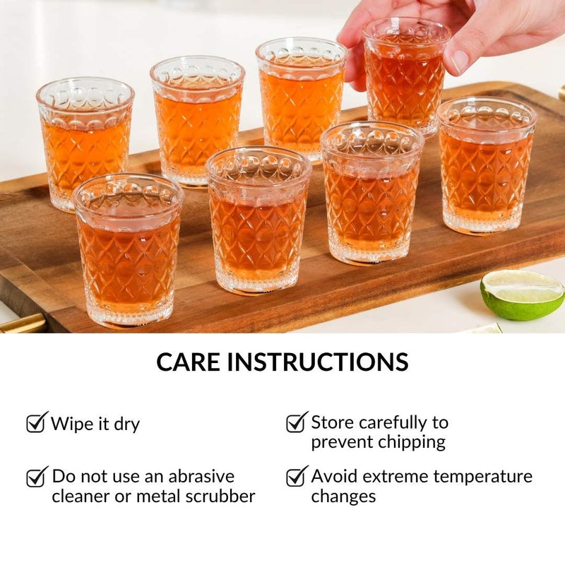 Diamond Embossed Shot Glass Set Of 12 55ml