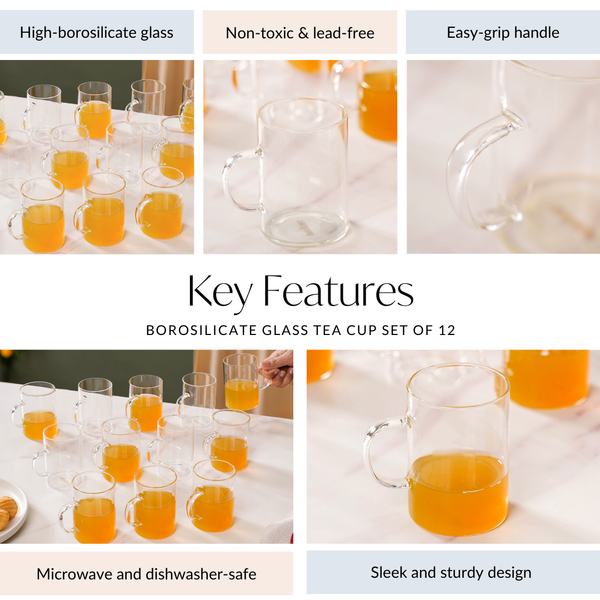 Borosilicate Glass Tea Cup Set Of 12 200ml