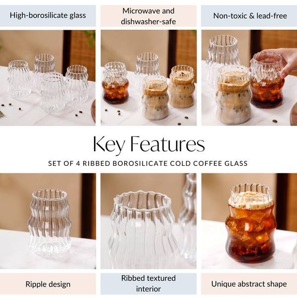 Glass Coffee Glasses Set Of 4 550ml