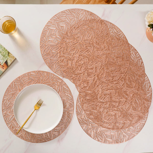 Round Rose Gold Cutwork Table Mat Set Of 6 Online - Premium Table Mat ...