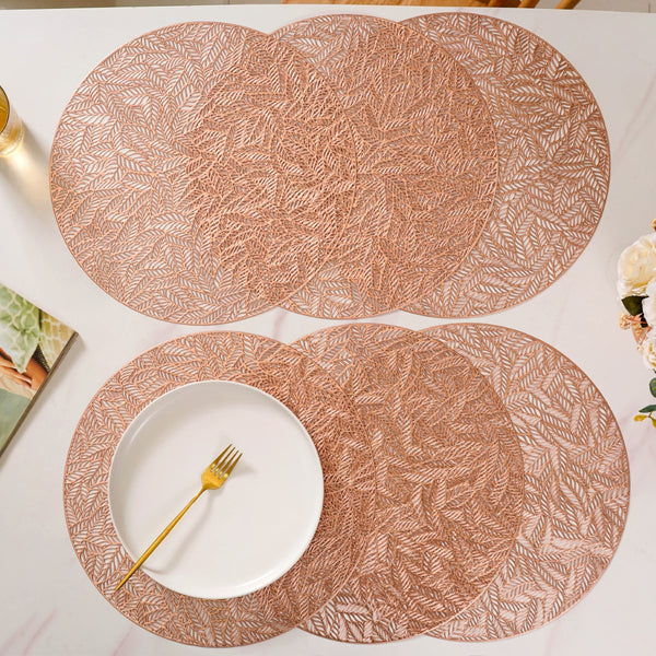 Round Rose Gold Cutwork Table Mat Set Of 6 Online - Premium Table Mat ...