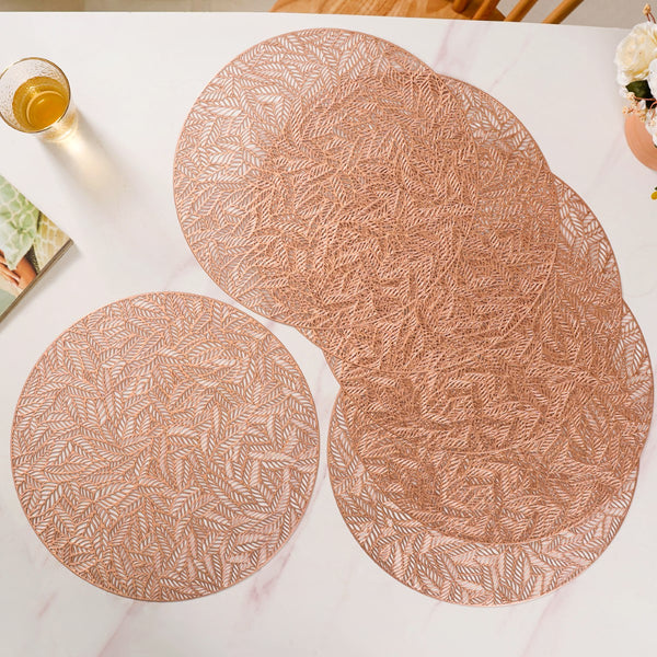 Round Rose Gold Cutwork Table Mat Set Of 6 Online - Premium Table Mat ...