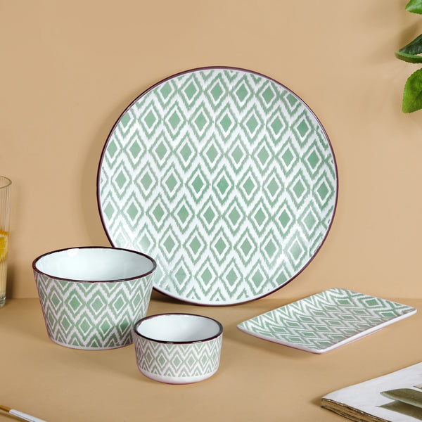 Kaleido Mint Green 16 Piece Dinner Set For 4