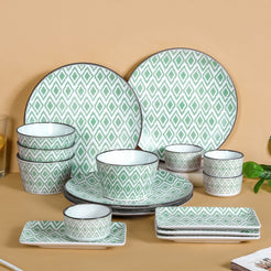 Kaleido Mint Green 16 Piece Dinner Set For 4