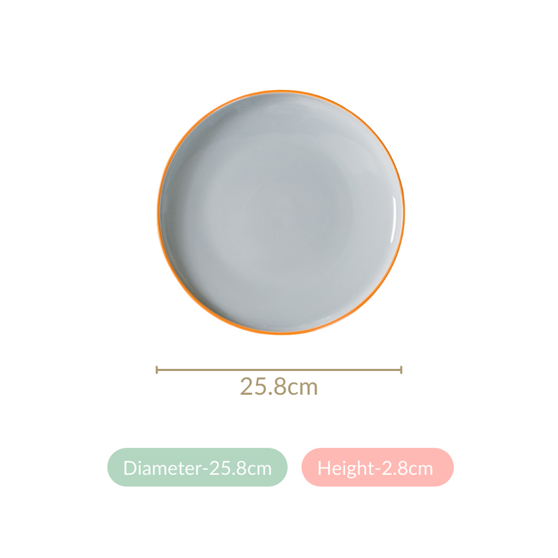 Orange Zoella Set Of 4 Dinner Plates 10 Inch - Dinner plates, ceramic dinner plates, dinner plate set, round plates