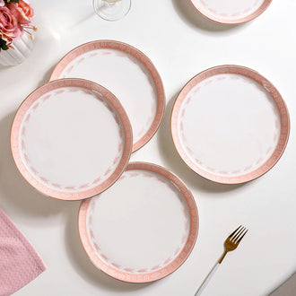 Pink Azo Dinner Plate Set Of 4 10 Inch - Dinner plates, ceramic dinner plates, dinner plate set, round plates, pink plates