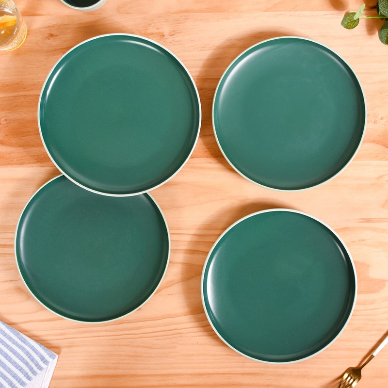 Zoella Green Ceramic Dinner Plates Set Of 4 10 Inch - Dinner plates, ceramic plates, ceramic dinner plates, dinner plate set