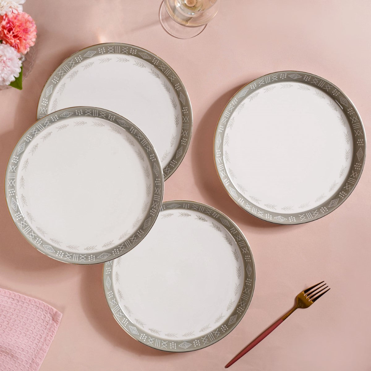 Set Of 4 Azo Grey Dinner Plates 10 Inch