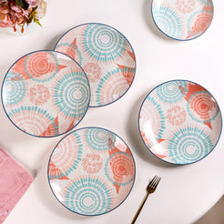 Pastel Dinner Plates Set Of 4 10Inch - Dinner plates, ceramic dinner plates, dinner plate set, round plates, floral plates