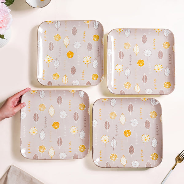 Dandelion Square Dinner Plates Set Of 4 9x9 Inch