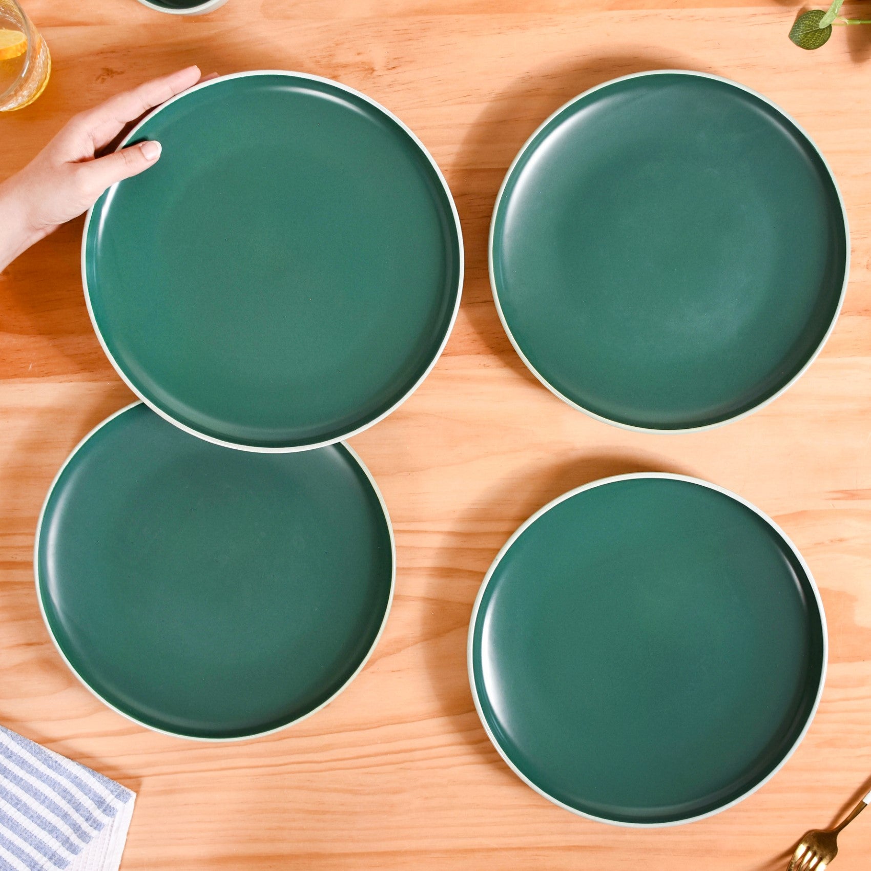 Zoella Green Ceramic Dinner Plates Set Of 10 Inch Online