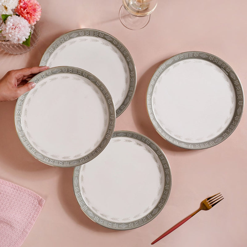 Set Of 4 Azo Grey Dinner Plates 10 Inch - Dinner plates, ceramic plates, ceramic dinner plates, dinner plate set