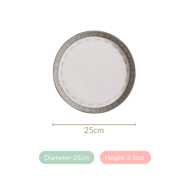 Set Of 4 Azo Grey Dinner Plates 10 Inch - Dinner plates, ceramic plates, ceramic dinner plates, dinner plate set