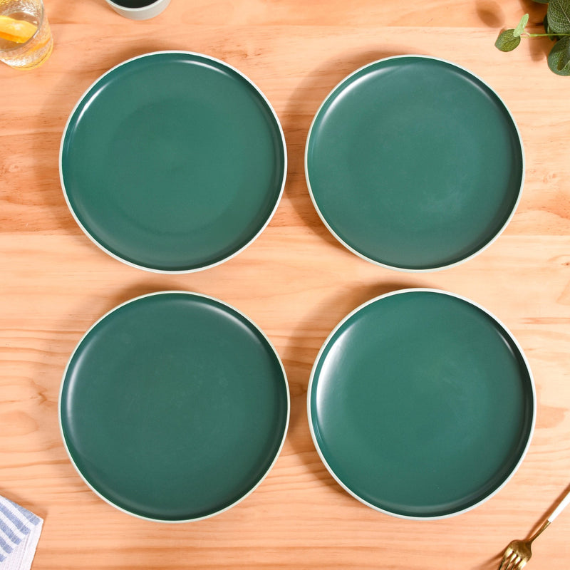 Zoella Green Ceramic Dinner Plates Set Of 4 10 Inch - Dinner plates, ceramic plates, ceramic dinner plates, dinner plate set