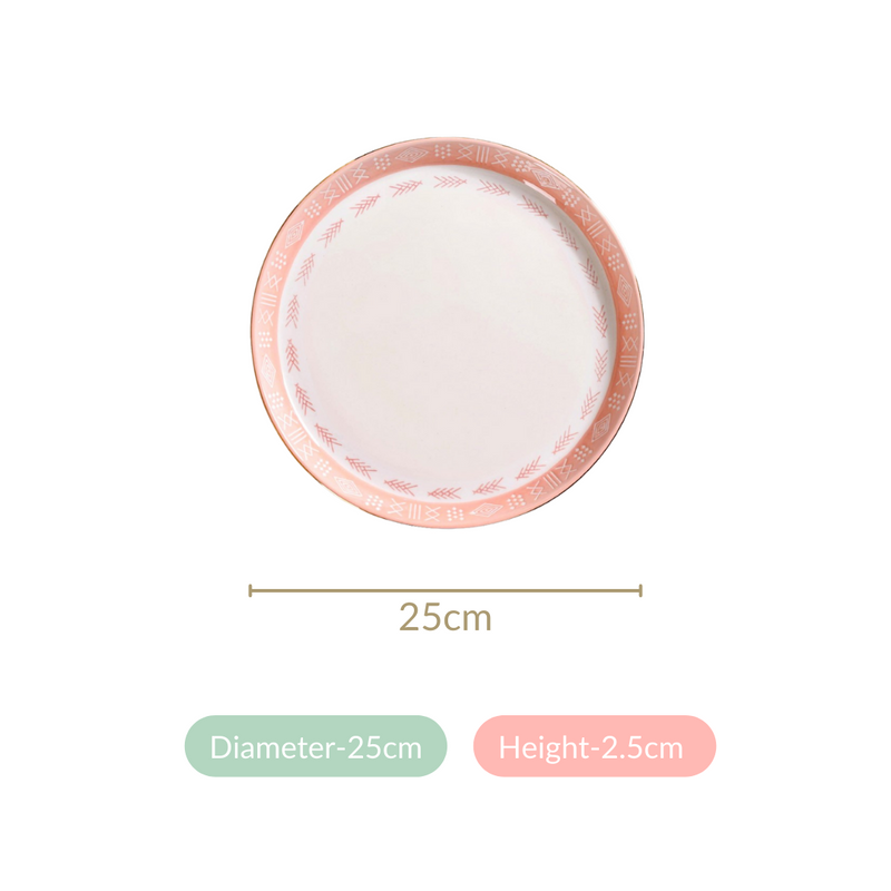 Pink Azo Dinner Plate Set Of 4 10 Inch - Dinner plates, ceramic dinner plates, dinner plate set, round plates, pink plates