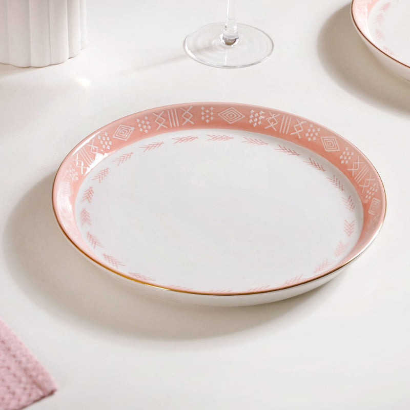 Pink Azo Dinner Plate Set Of 4 10 Inch - Dinner plates, ceramic dinner plates, dinner plate set, round plates, pink plates