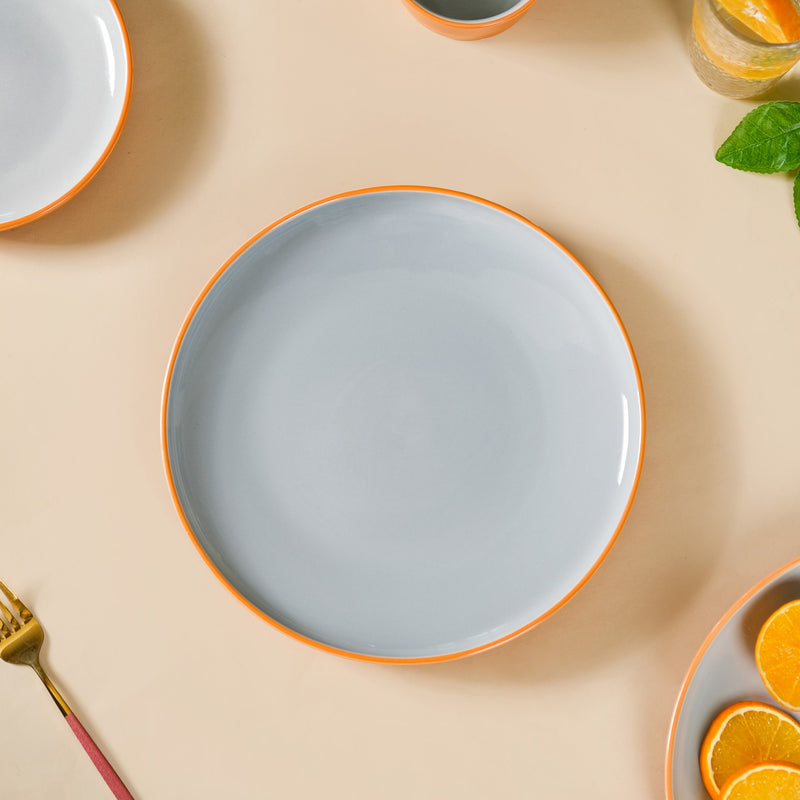 Orange Zoella Set Of 4 Dinner Plates 10 Inch - Dinner plates, ceramic dinner plates, dinner plate set, round plates