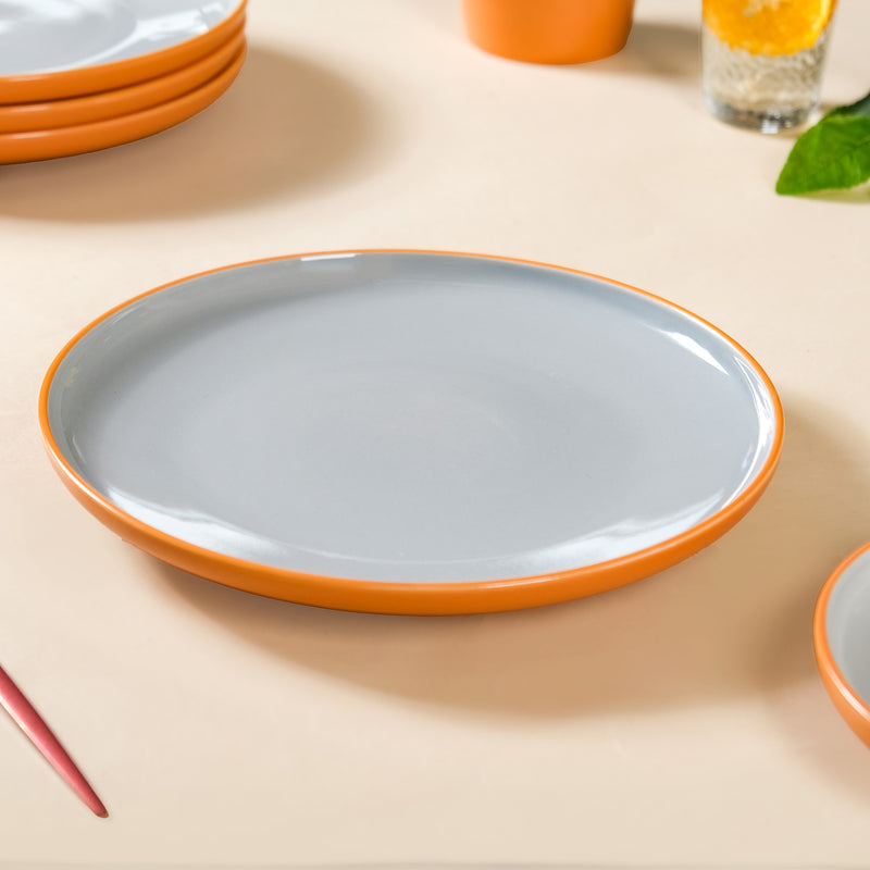 Orange Zoella Set Of 4 Dinner Plates 10 Inch - Dinner plates, ceramic dinner plates, dinner plate set, round plates