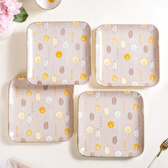 Dandelion Square Dinner Plates Set Of 4 9x9 Inch - Ceramic dinner plates, dinner plate set, square dinner plates, ceramic plates