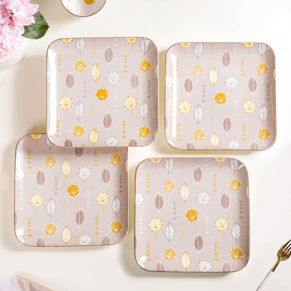 Dandelion Square Dinner Plates Set Of 4 9x9 Inch