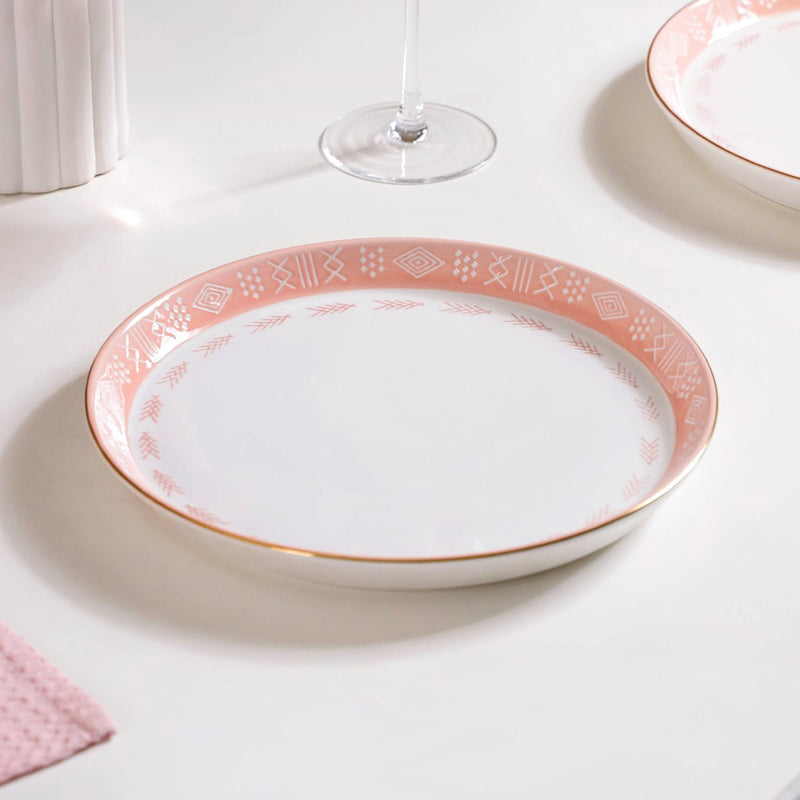 Pink Azo Dinner Plate Set Of 4 10 Inch - Dinner plates, ceramic dinner plates, dinner plate set, round plates, pink plates