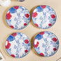 Set Of 4 Floral Ceramic Dinner Plates 10 Inch - Dinner plates, ceramic dinner plates, round plates, dinner plate set