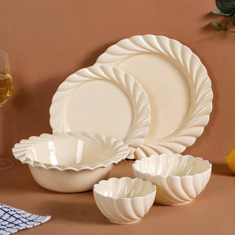 Swirl 22 Piece Dinner Set For 6 Off-White