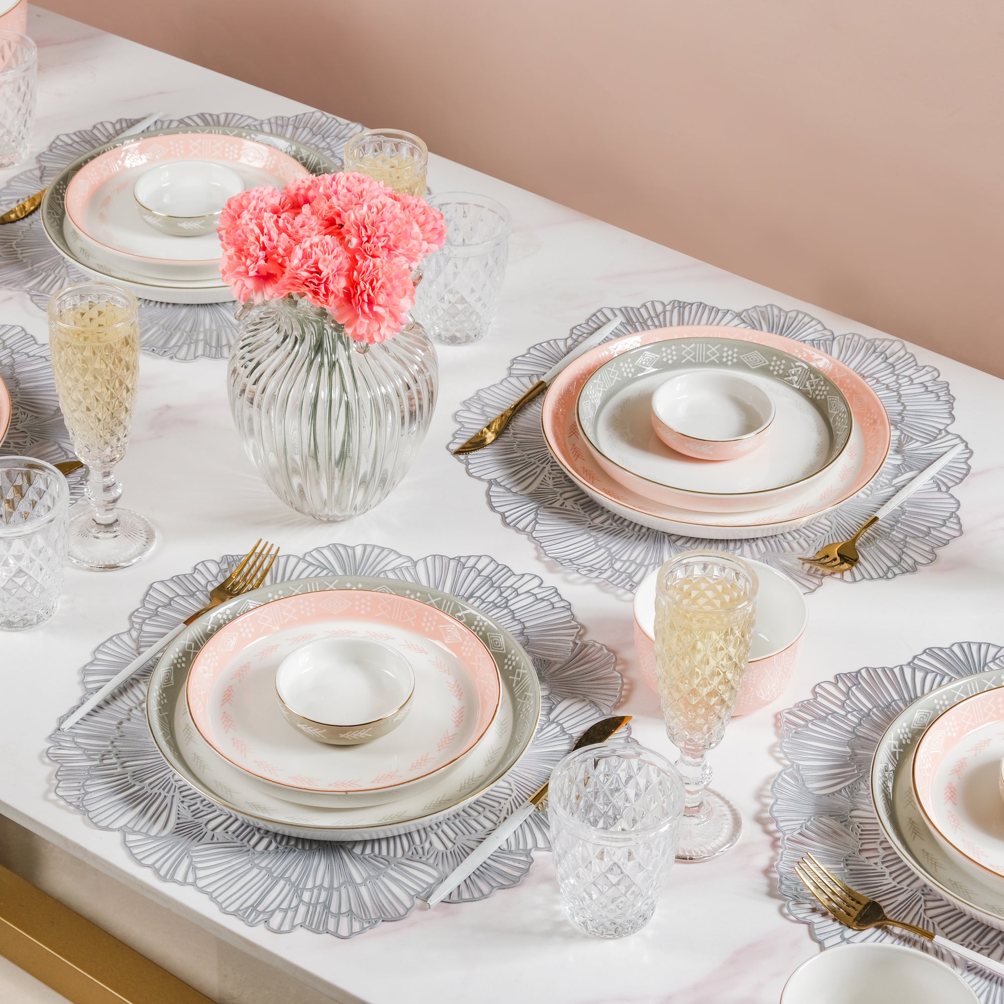 Azo Pink 27 Piece Dinner Set For Online Premium Dinner Set