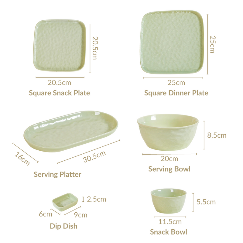 Green Serenity Textured 27-Piece Dinner Set For 6