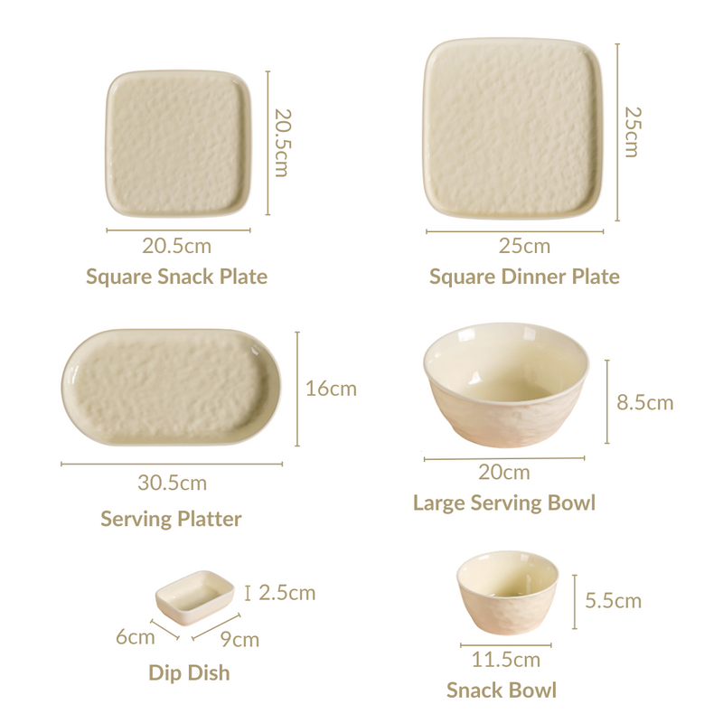 Pebbled Ivory 27-Piece Ceramic Dinnerware Set For 6