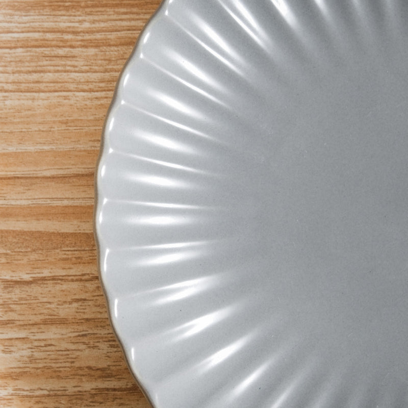 Grey Scalloped 22 Piece Dinner Set For 6