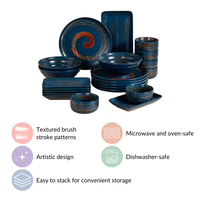 Pincelada Artistic 22-Piece Dinner Set For 6 Blue