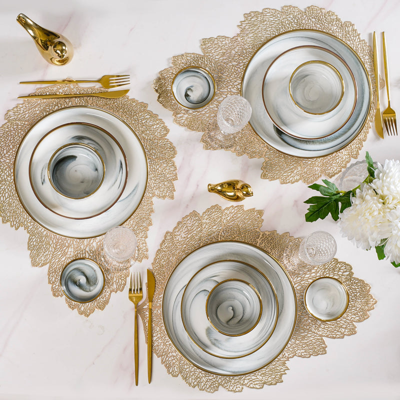 Grey Marble 20 Piece Dinner Set For 6