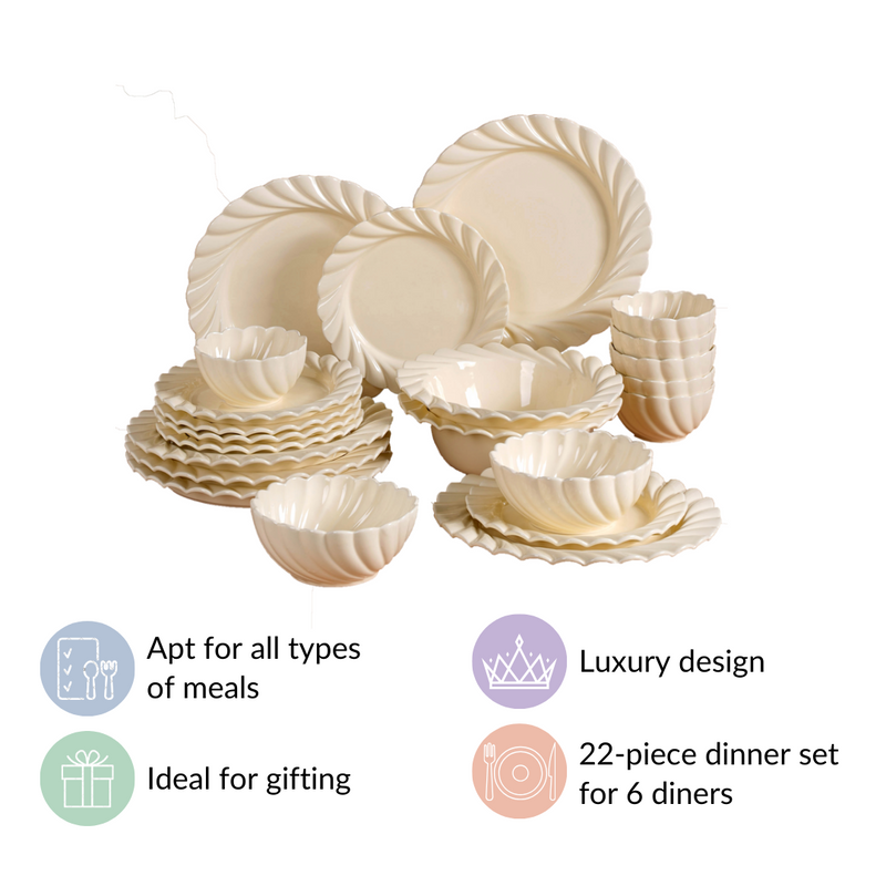 Swirl 22 Piece Dinner Set For 6 Off-White
