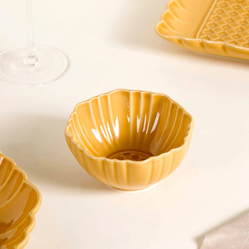 Luxury Texture 28 Piece Dinner Set For 6 Ochre Yellow