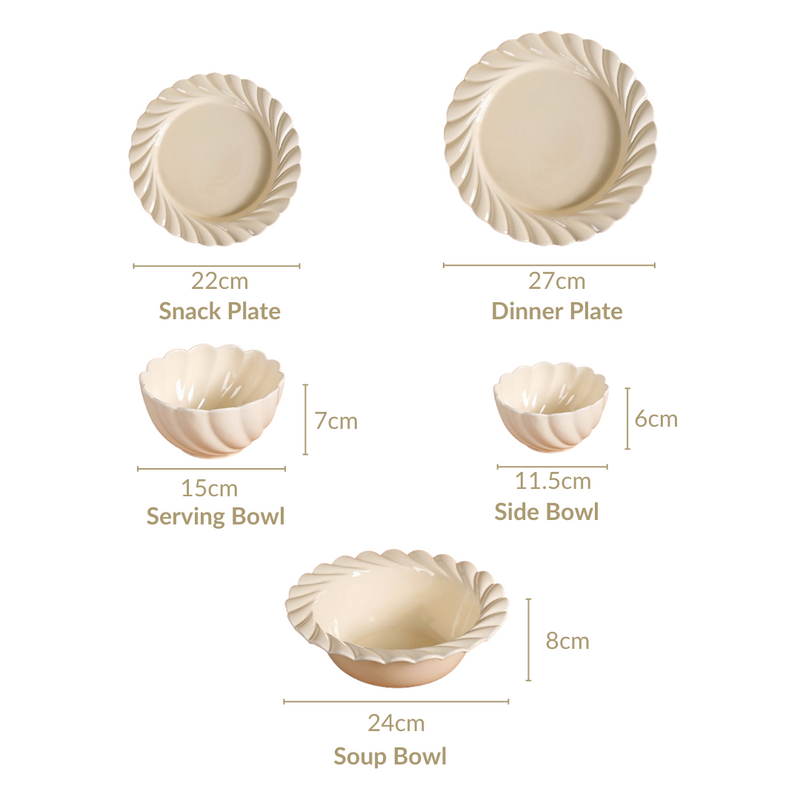 Swirl 22 Piece Dinner Set For 6 Off-White