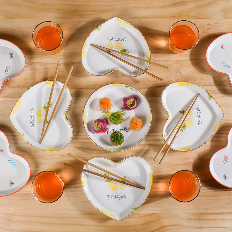 Pineapple Heart Plates Set of 5