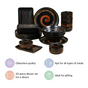 Black Exotic 22-Piece Ceramic Dinner Set For 6